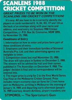 1988-89 Scanlens Stimorol Cricket #57 Scanlens 1988 Cricket Competition Front