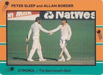 1988-89 Scanlens Stimorol Cricket #59 Peter Sleep / Allan Border Front