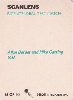 1988-89 Scanlens Stimorol Cricket #63 Bicentennial Test Match Back