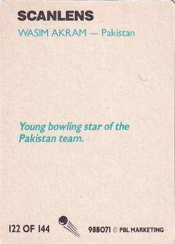 1988-89 Scanlens Stimorol Cricket #122 Wasim Akram Back