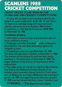 1988-89 Scanlens Stimorol Cricket #123 Scanlens 1988 Cricket Competition Front