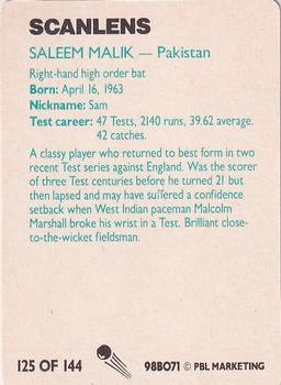 1988-89 Scanlens Stimorol Cricket #125 Saleem Malik Back