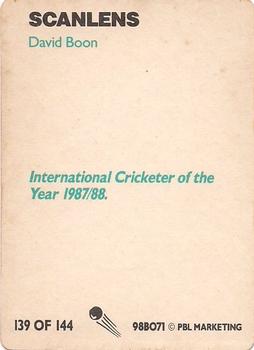 1988-89 Scanlens Stimorol Cricket #139 David Boon Back