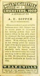 1928 Wills's Cricketers #7 Alred Dipper Back