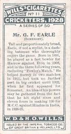 1928 Wills's Cricketers #11 Guy Earle Back