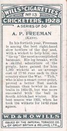 1928 Wills's Cricketers #13 Alfred Freeman Back