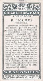 1928 Wills's Cricketers #23 Percy Holmes Back