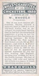 1928 Wills's Cricketers #35 Wilfred Rhodes Back