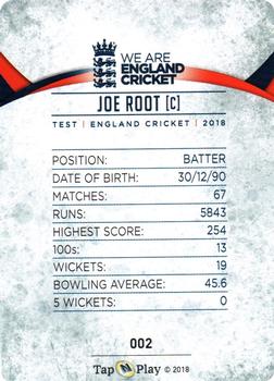 2018 Tap 'N' Play We are England Cricket #002 Joe Root Back