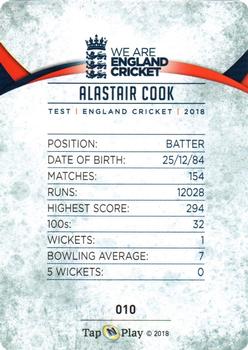 2018 Tap 'N' Play We are England Cricket #010 Alastair Cook Back