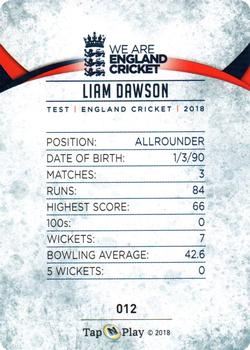 2018 Tap 'N' Play We are England Cricket #012 Liam Dawson Back
