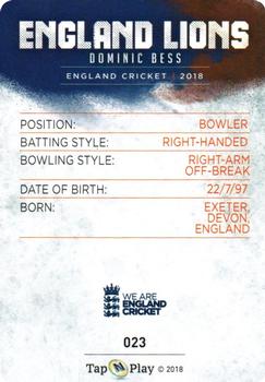 2018 Tap 'N' Play We are England Cricket #023 Dominic Bess Back