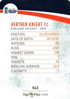 2018 Tap 'N' Play We are England Cricket #043 Heather Knight Back