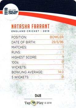 2018 Tap 'N' Play We are England Cricket #048 Natasha Farrant Back