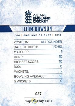 2018 Tap 'N' Play We are England Cricket #067 Liam Dawson Back