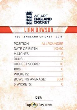 2018 Tap 'N' Play We are England Cricket #084 Liam Dawson Back