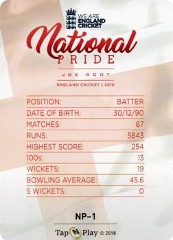 2018 Tap 'N' Play We are England Cricket - National Pride #NP-1 Joe Root Back