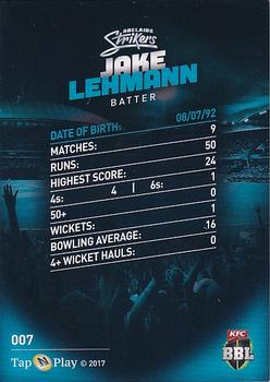 2017-18 Tap 'N' Play BBL Cricket - Base Parallel #007 Jake Lehmann Back