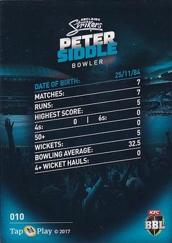 2017-18 Tap 'N' Play BBL Cricket - Base Parallel #010 Peter Siddle Back