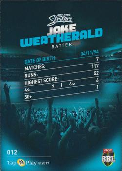 2017-18 Tap 'N' Play BBL Cricket - Base Parallel #012 Jake Weatherald Back