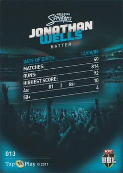2017-18 Tap 'N' Play BBL Cricket - Base Parallel #013 Jonathan Wells Back