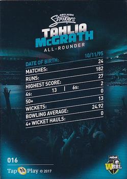 2017-18 Tap 'N' Play BBL Cricket - Base Parallel #016 Tahlia McGrath Back