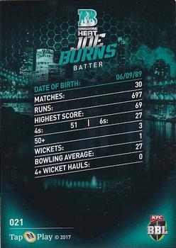 2017-18 Tap 'N' Play BBL Cricket - Base Parallel #021 Joe Burns Back