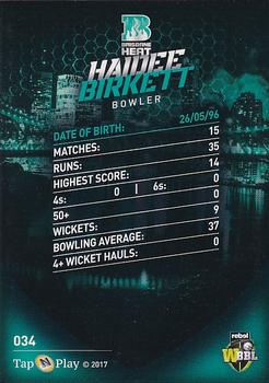 2017-18 Tap 'N' Play BBL Cricket - Base Parallel #034 Haidee Birkett Back
