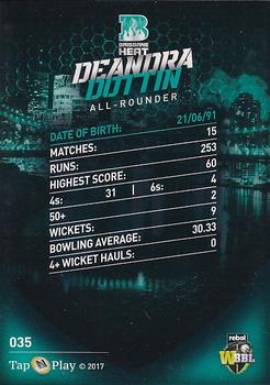 2017-18 Tap 'N' Play BBL Cricket - Base Parallel #035 Deandra Dottin Back