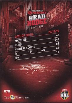 2017-18 Tap 'N' Play BBL Cricket - Base Parallel #070 Brad Hodge Back