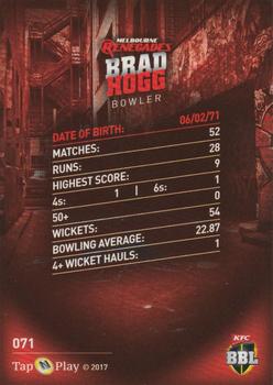 2017-18 Tap 'N' Play BBL Cricket - Base Parallel #071 Brad Hogg Back