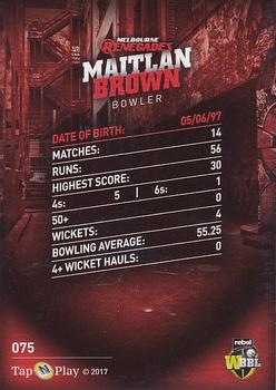 2017-18 Tap 'N' Play BBL Cricket - Base Parallel #075 Maitlan Brown Back