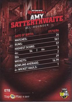 2017-18 Tap 'N' Play BBL Cricket - Base Parallel #078 Amy Satterthwaite Back