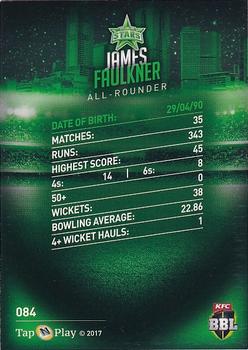 2017-18 Tap 'N' Play BBL Cricket - Base Parallel #084 James Faulkner Back