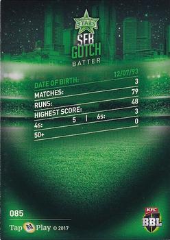 2017-18 Tap 'N' Play BBL Cricket - Base Parallel #085 Seb Gotch Back