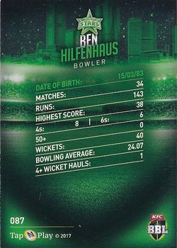 2017-18 Tap 'N' Play BBL Cricket - Base Parallel #087 Ben Hilfenhaus Back