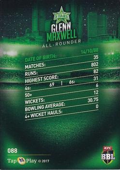 2017-18 Tap 'N' Play BBL Cricket - Base Parallel #088 Glenn Maxwell Back