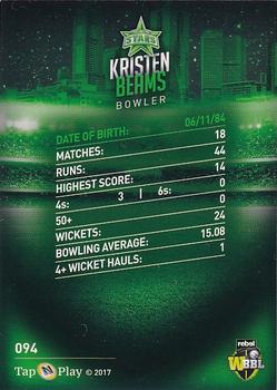 2017-18 Tap 'N' Play BBL Cricket - Base Parallel #094 Kristen Beams Back