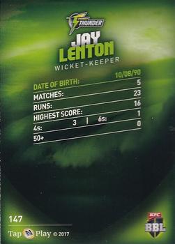 2017-18 Tap 'N' Play BBL Cricket - Base Parallel #147 Jay Lenton Back