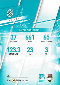 2018-19 Tap 'N' Play CA/BBL/WBBL #083 Alex Ross Back
