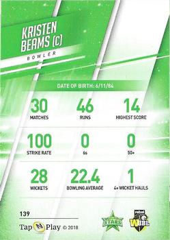 2018-19 Tap 'N' Play CA/BBL/WBBL #139 Kristen Beams Back