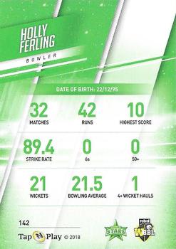 2018-19 Tap 'N' Play CA/BBL/WBBL #142 Holly Ferling Back