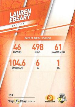 2018-19 Tap 'N' Play CA/BBL/WBBL #159 Lauren Ebsary Back