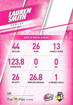 2018-19 Tap 'N' Play CA/BBL/WBBL #181 Lauren Smith Back