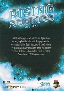 2018-19 Tap 'N' Play CA/BBL/WBBL - Rising Rookies #RR-01 Wes Agar Back