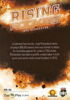 2018-19 Tap 'N' Play CA/BBL/WBBL - Rising Rookies #RR-06 Jhye Richardson Back
