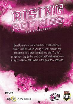 2018-19 Tap 'N' Play CA/BBL/WBBL - Rising Rookies #RR-07 Ben Dwarshuis Back
