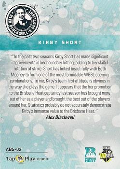 2018-19 Tap 'N' Play CA/BBL/WBBL - Alex Blackwell's Spotlight #ABS-02 Kirby Short Back