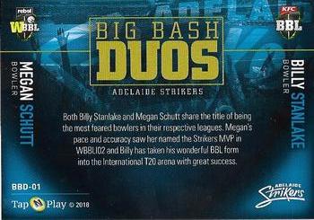 2018-19 Tap 'N' Play CA/BBL/WBBL - Big Bash Duos #BBD-01 Megan Schutt / Billy Stanlake Back