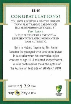 2018-19 Tap 'N' Play CA/BBL/WBBL - Signature Stars #SS-01 Tim Paine Back